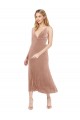 Cheapest Midi Length Short V-Neck Velvet Cocktail Prom Dress / Homecoming Dress with Notched Neckline