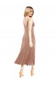 Cheapest Midi Length Short V-Neck Velvet Cocktail Prom Dress / Homecoming Dress with Notched Neckline