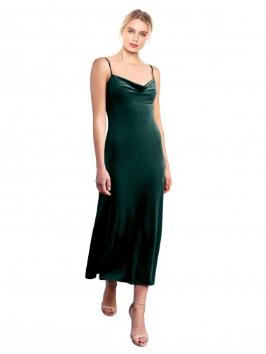 Cheapest Midi Length Cowl Neck Velvet Slip Cocktail Prom Dress / Homecoming Dress