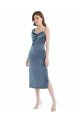 Cheapest Midi Length Asymmetrical One Shoulder Velvet Slip Prom Dress