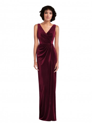 Cheapest Draped Skirt Faux Wrap Velvet Maxi Prom Dress