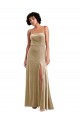 Cheapest Square Neck Velvet Maxi Prom Dress with Front Slit & Pockets