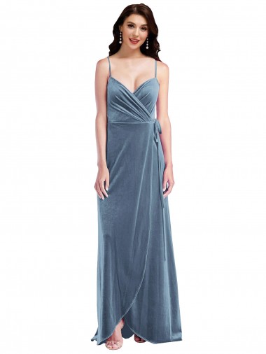 Cheapest Velvet Wrap Maxi Prom Dress with Pockets