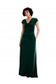 Cheapest Cowl Neck Cap Sleeve Velvet Maxi Prom Dress with Pockets