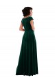 Cheapest Cowl Neck Cap Sleeve Velvet Maxi Prom Dress with Pockets