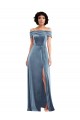 Cheapest Draped Cuff Off the Shoulder Velvet Maxi Prom Dress with Pockets