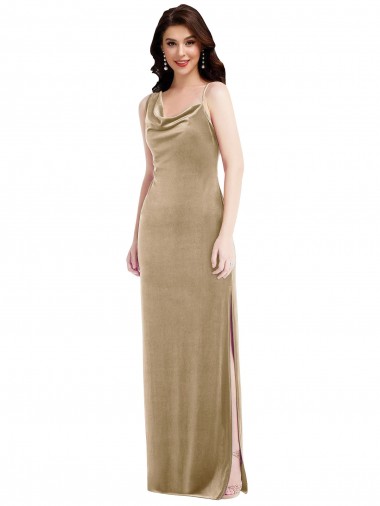 Cheapest Asymmetrical One Shoulder Velvet Maxi Slip Prom Dress