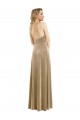Cheapest High Neck Halter Open Back Long Velvet Maxi Prom Dress with Pockets