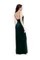 Cheapest Straight Neckline Spaghetti Straps Long Velvet Prom Dress with High Side Slit
