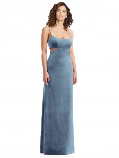 Cheapest Spaghetti Strap Long Full Length Velvet Maxi Prom Dress