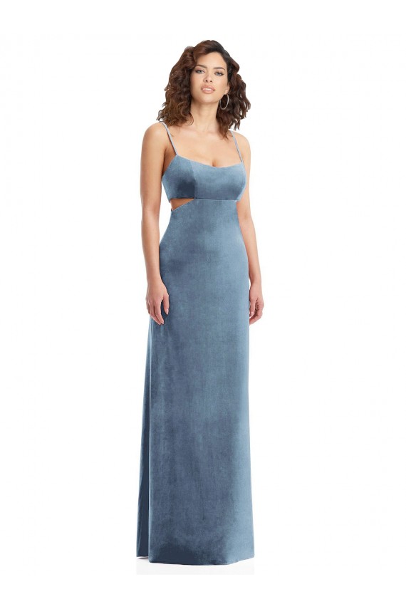 Cheapest Spaghetti Strap Long Full Length Velvet Maxi Prom Dress