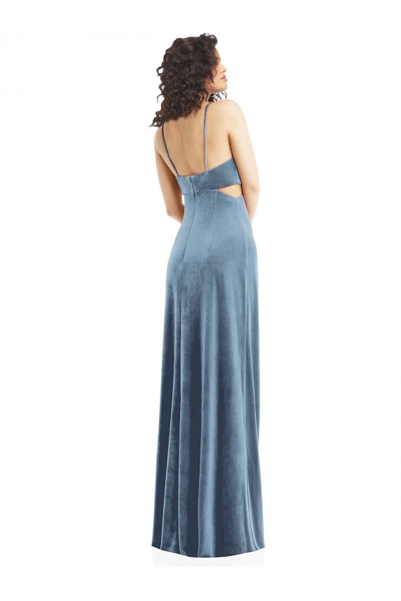 Cheapest Spaghetti Strap Long Full Length Velvet Maxi Prom Dress