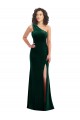 Cheapest One Shoulder Velvet Trumpet Prom Dress with Front Slit