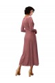 Cheapest Long Sleeve Velvet Faux Wrap Midi Length Prom Dress